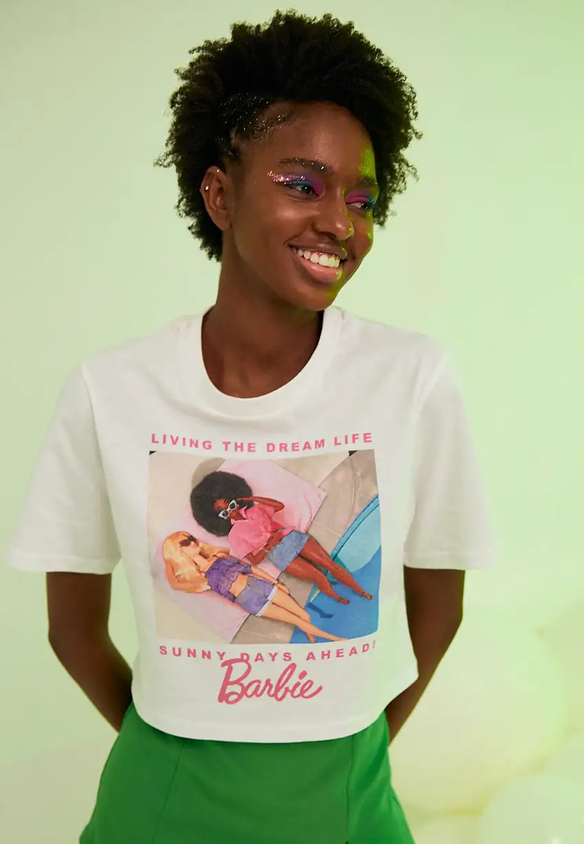 Barbie - Sunny Days Ahead Oversized Crop White - T-Shirt