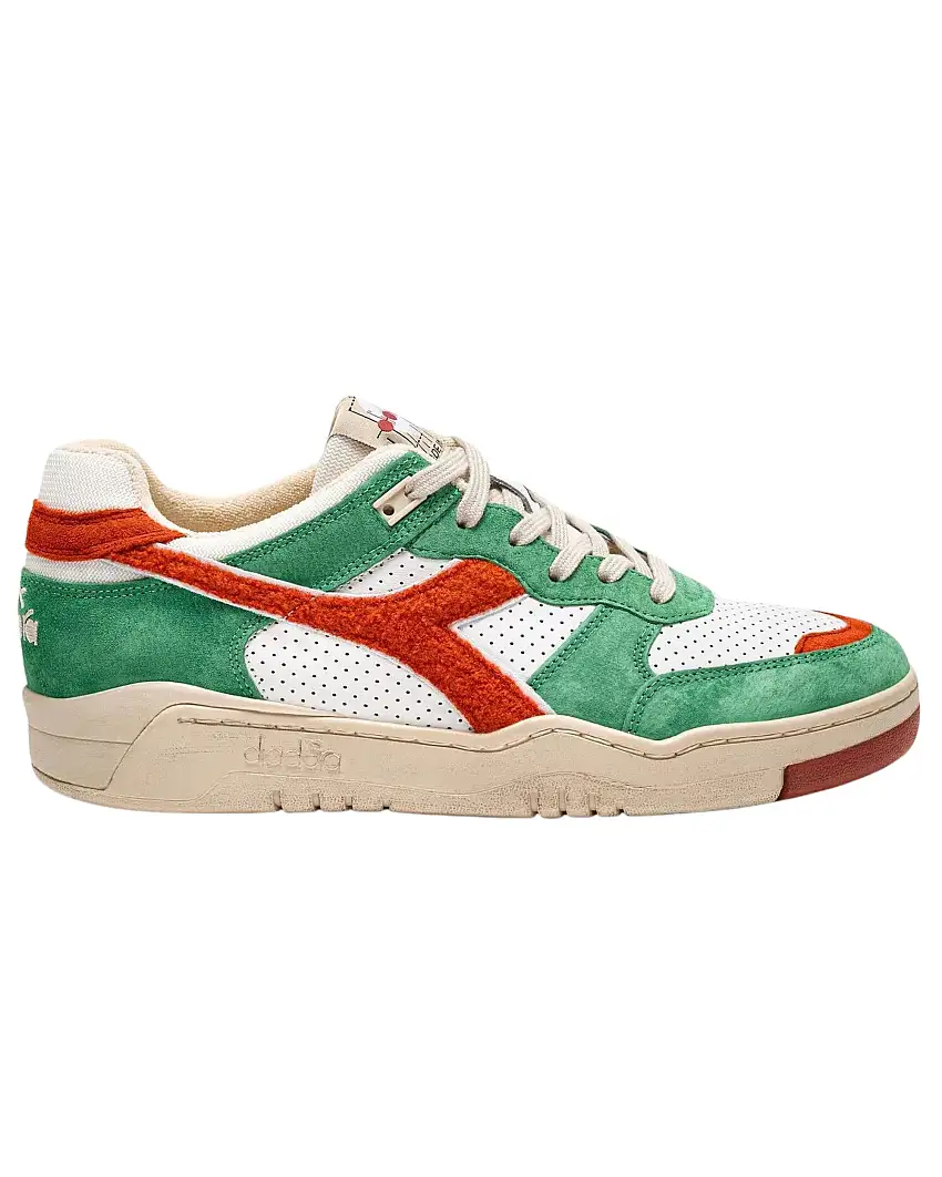 Diadora Heritage Sneakers B.560 Used RR Italia Pelle Bianco Verde