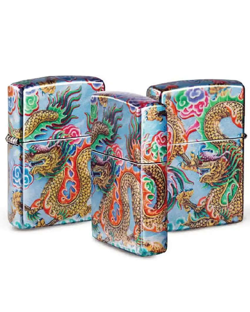 Zippo accendino Antivento Ricaricabile Made In Usa drago multicolor