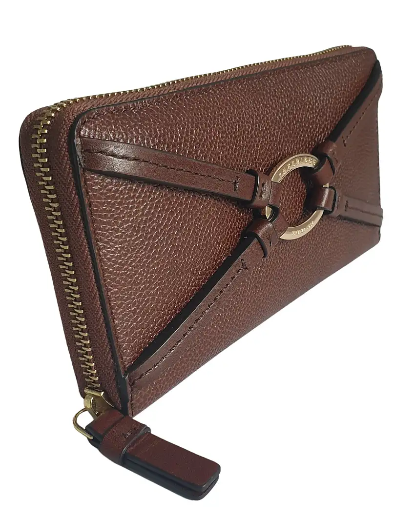 The Bridge Portamonete Zip Around Logo Oro Marrone Donna