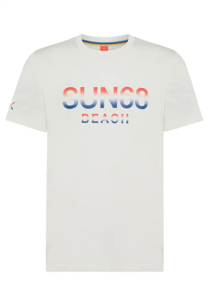 Sun68 Maglietta Manica Corta Cotone Bianco
