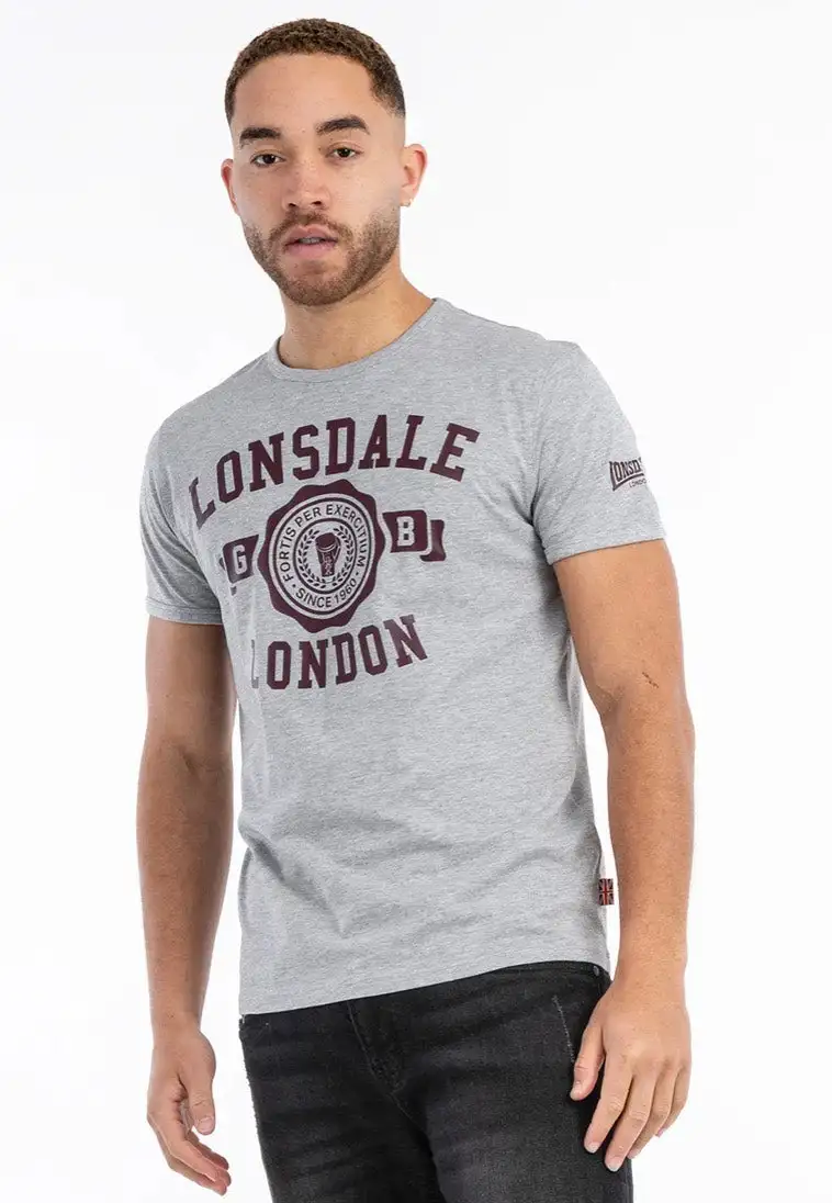 Lonsdale - Murrister Marl Grey/Oxblood - T-Shirt