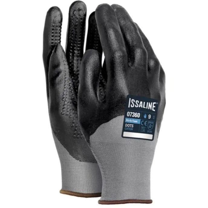 12 Paia - Guanti da lavoro Dots Catch in Nitrile Foam Puntinato - Issa Line 07360