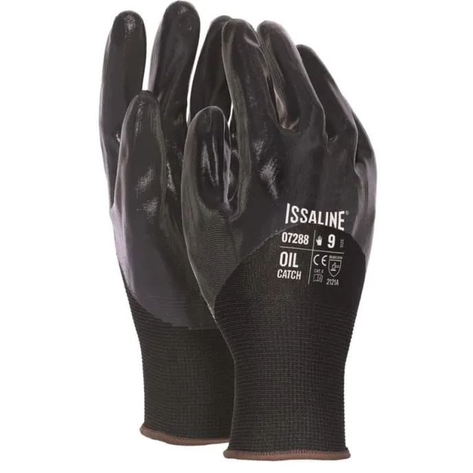12 Paia - Guanti da lavoro Oil Catch Nitrile - Issa Line 07288