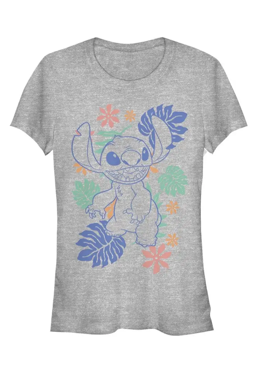 Lilo & Stitch - Retro Tropical Tonal Heather Grey - Girly