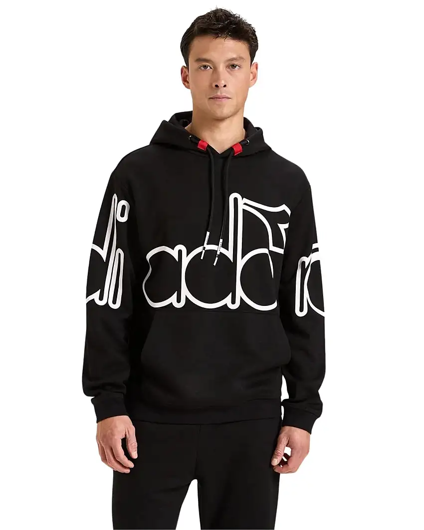 Diadora Felpa Con Cappuccio Nero Unisex