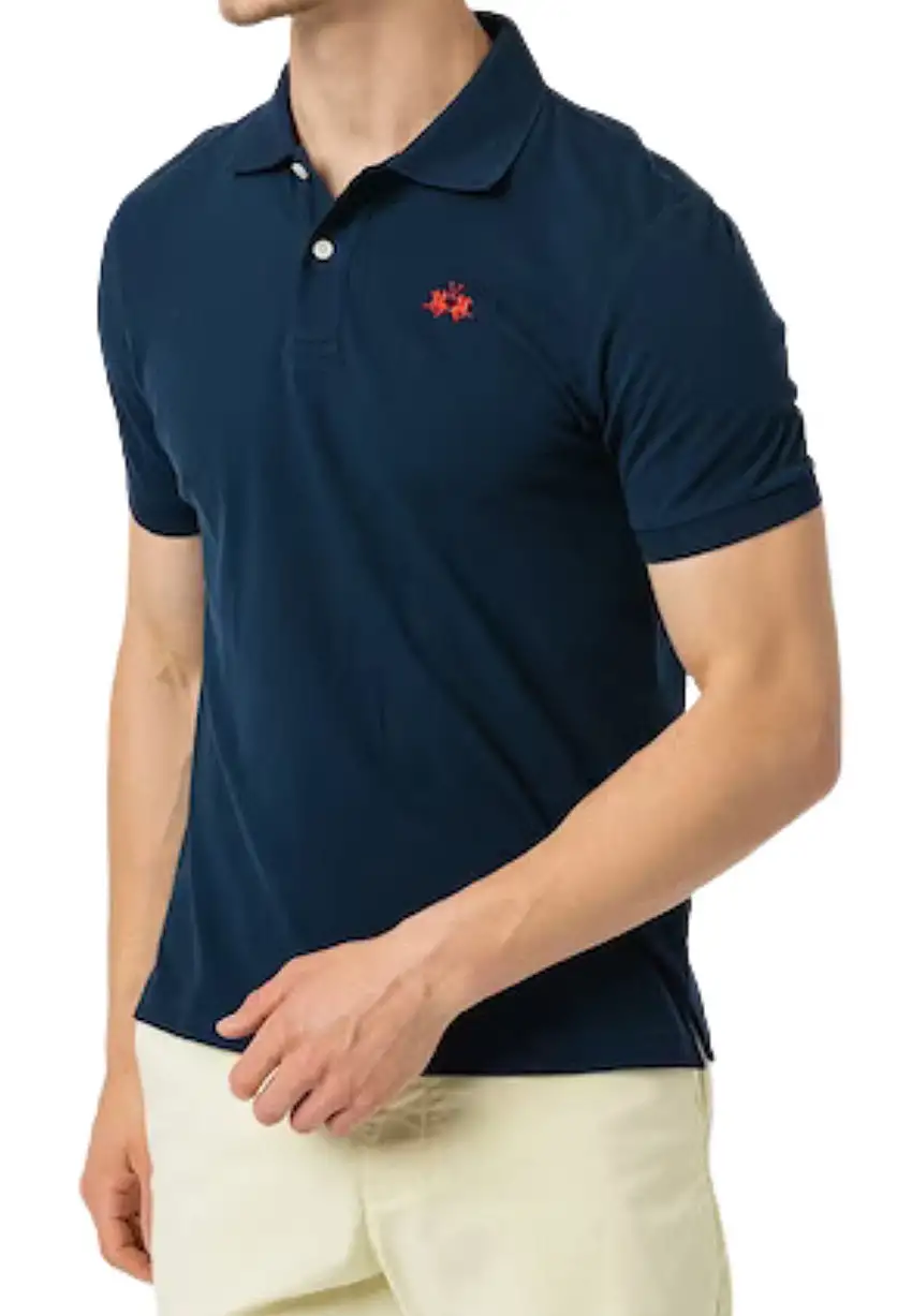 La Martina Polo Classica In Piquet Regular Fit Blu Uomo ccmp01