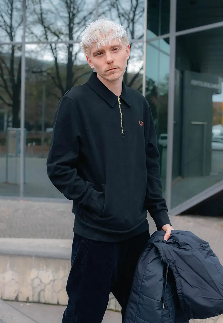 Fred Perry - Half Zip Black - Felpa