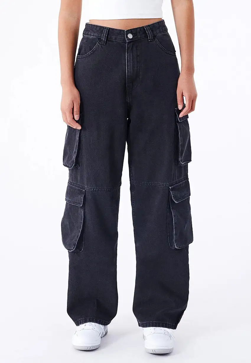 Dr. Denim - Donna Multi Cargo Black Used - Jeans