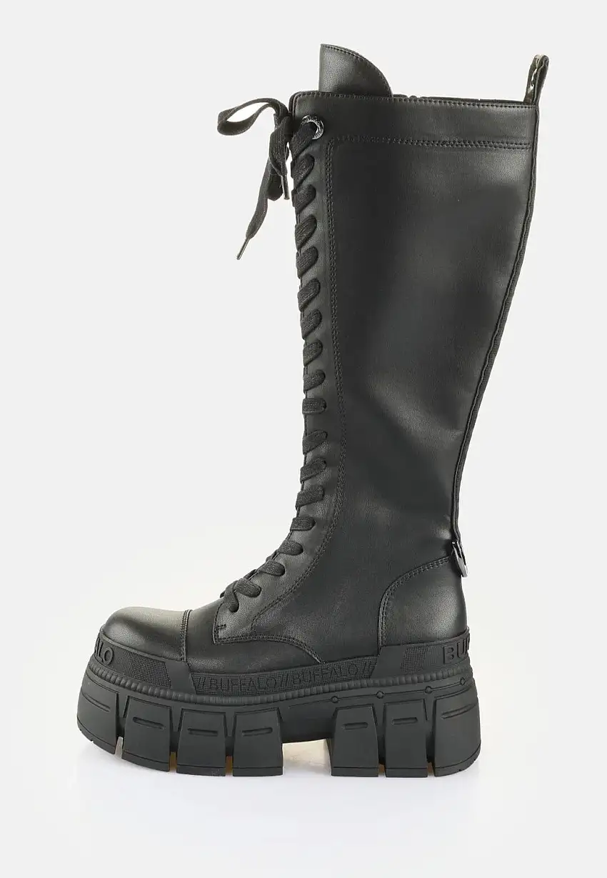 Buffalo - Gospher Lace Up Hi Vegan Nappa Black - Scarpe da donna