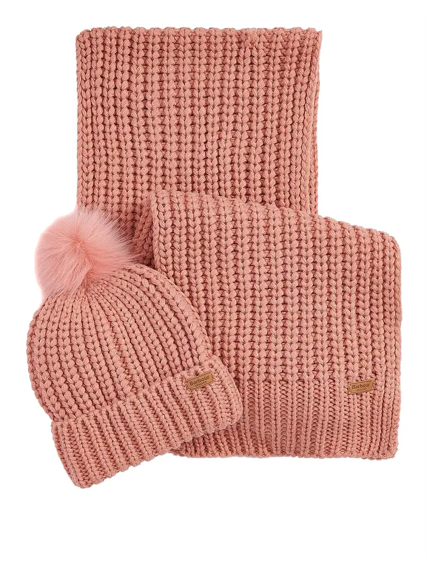 Set Barbour Saltburn Beanie Scarf da Donna - Rosa