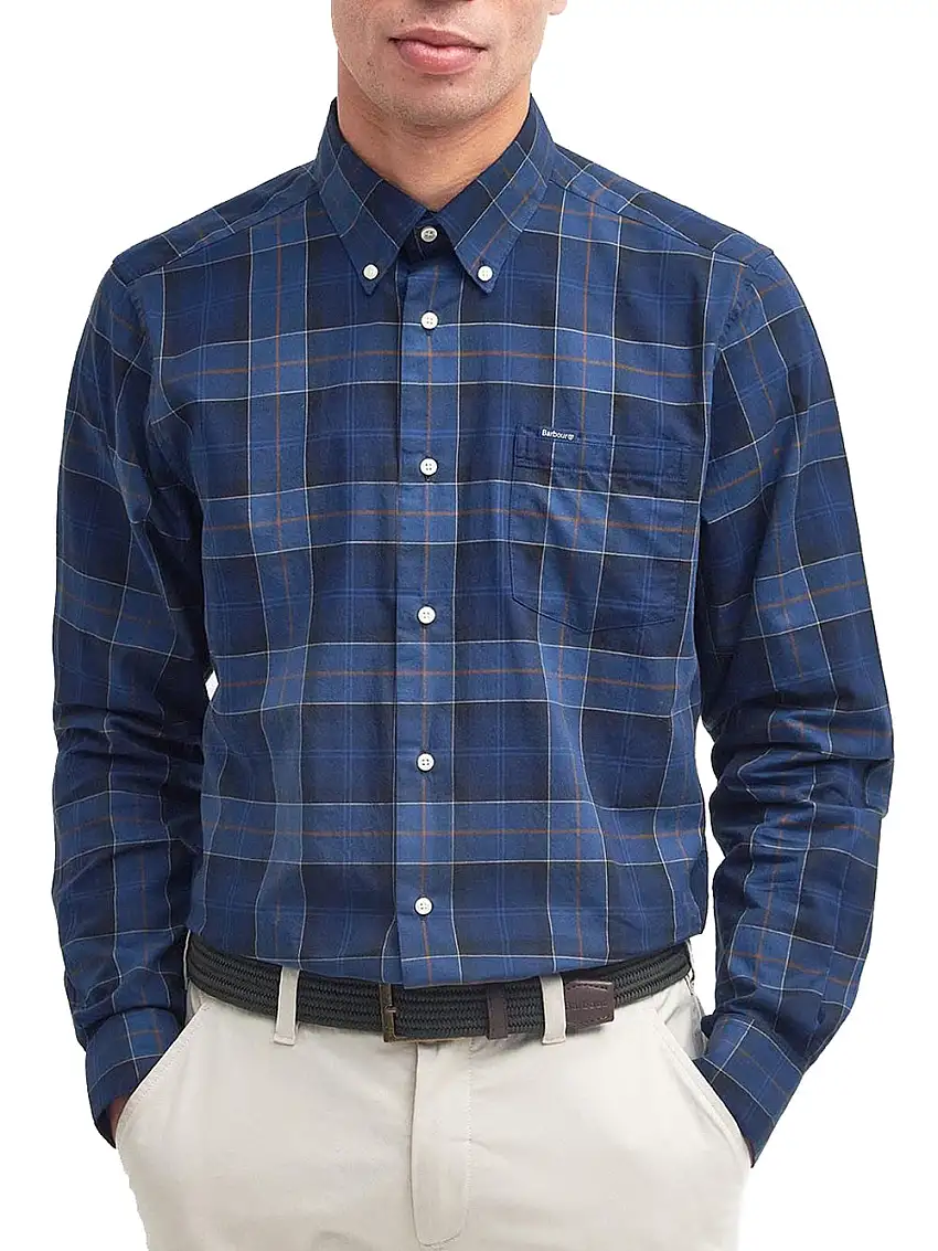 Camicia Casual Barbour Wetheram Tailored da Uomo - Blu