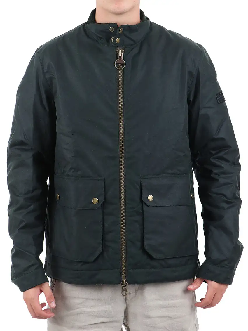 Giubbino Barbour Lutlaw Harrington Wax da Uomo - Verde