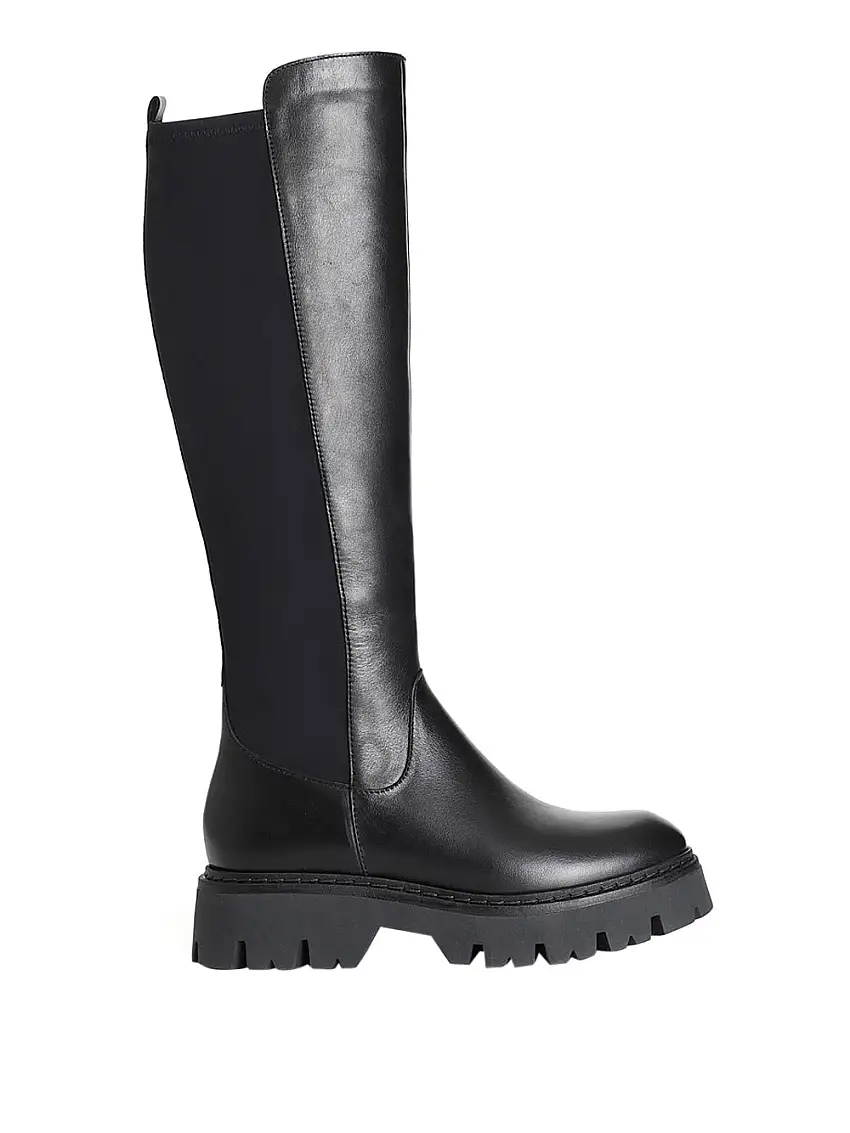 Stivale CafèNoir Pelle E Lycra da Donna - Nero