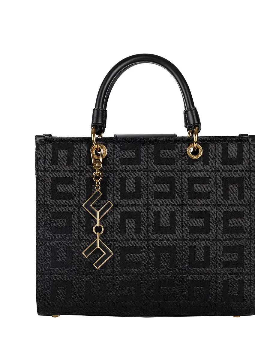 Borsa Shopper Elisabetta Franchi Jacquard da Donna - Nero