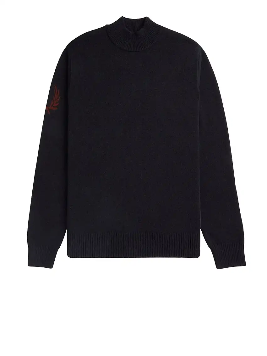 Pullover Fred Perry Laurel Wreath Mock Neck da Uomo - Nero