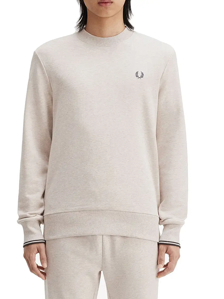 Felpa Fred Perry Crew Neck da Uomo - Avorio