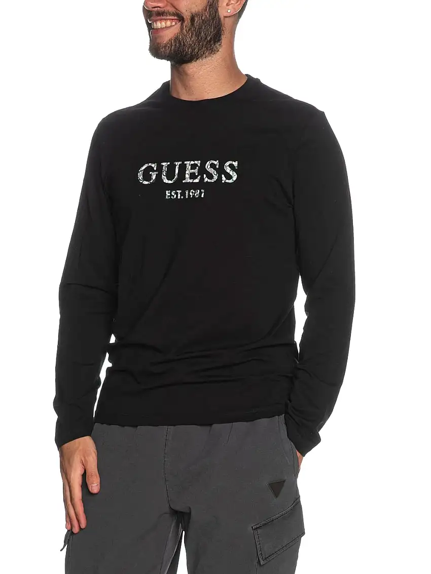 T-shirt Guess Iridesce da Uomo - Nero