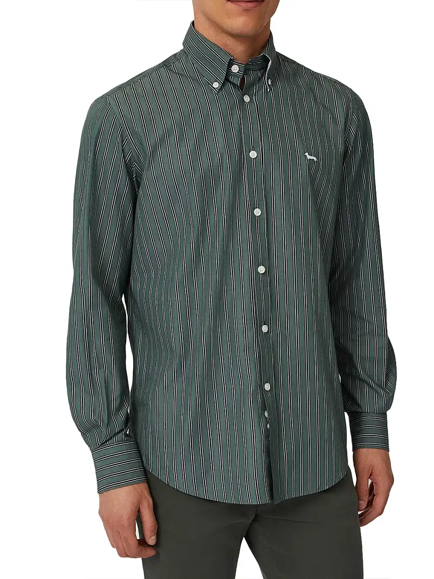 Camicia Casual Harmont & Blaine A Righe Reg da Uomo - Verde