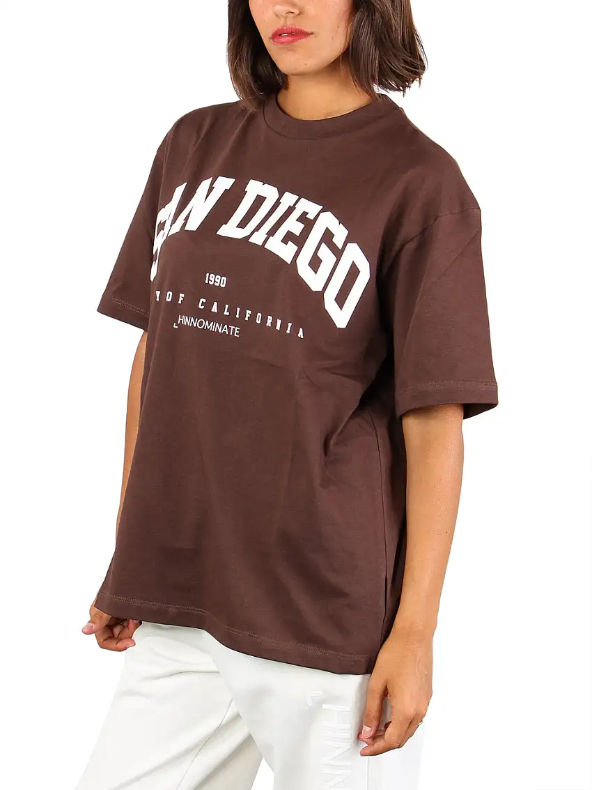 T-shirt Hinnominate City Varsity da Donna - Marrone