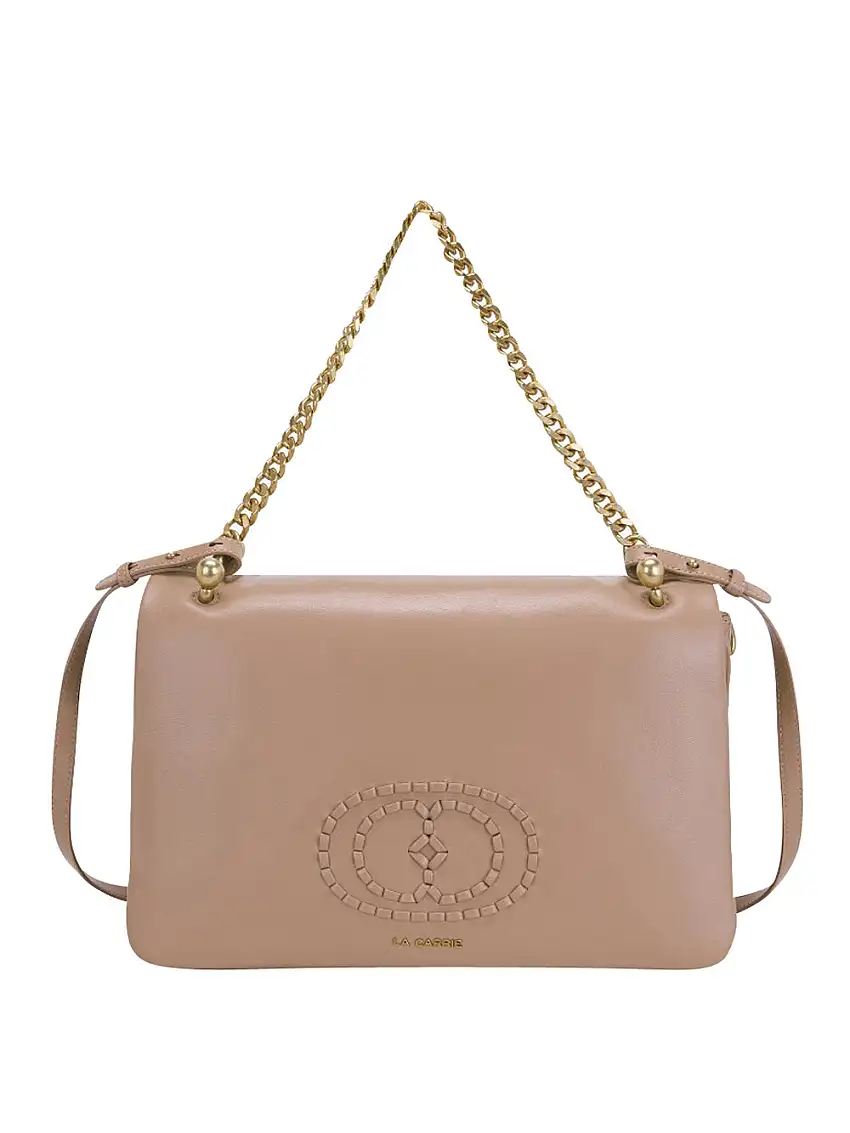Borsa a Tracolla La Carrie Woven Logo Triple da Donna - Beige