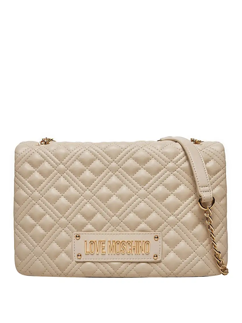 Borsa a Spalla Love Moschino Quilted Pu da Donna - Avorio