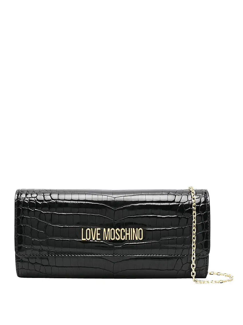 Borsa a Tracolla Love Moschino Shiny Croco da Donna - Nero