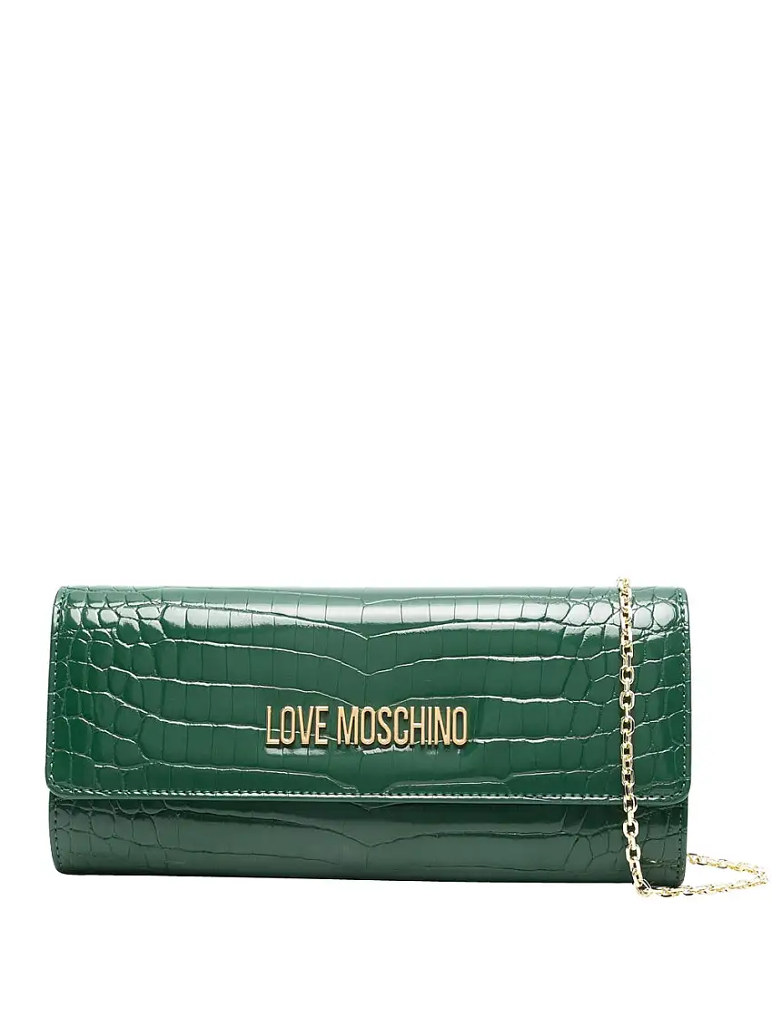 Borsa a Tracolla Love Moschino Shiny Croco da Donna - Verde