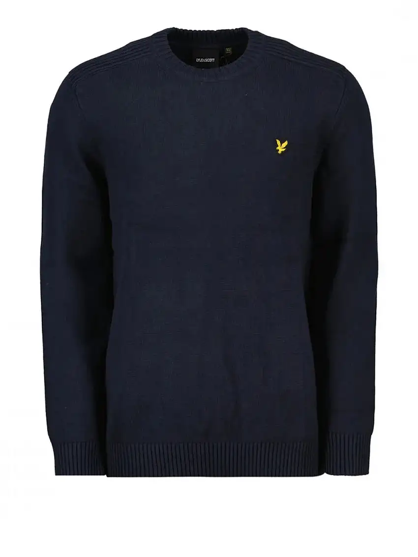 Maglione Lyle & Scott Shoulder Detail Crew da Uomo - Blu