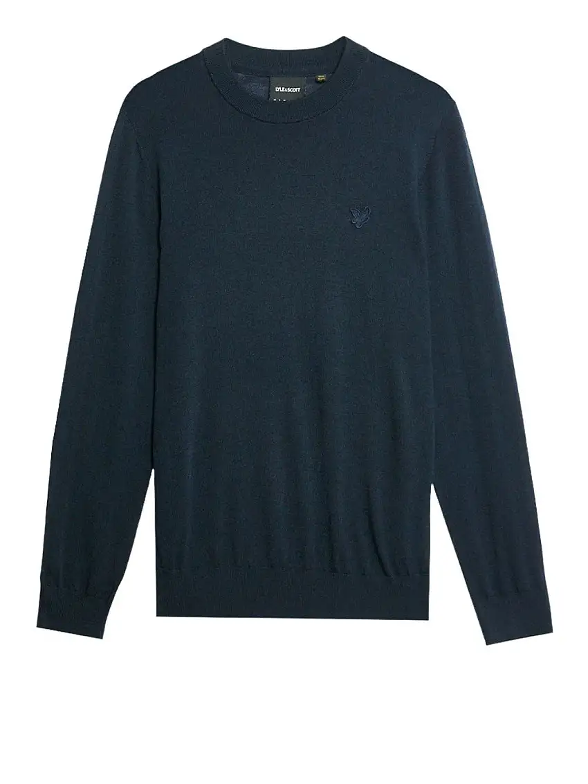 Maglione Lyle & Scott Tonal Eagle Merino Crew da Uomo - Blu
