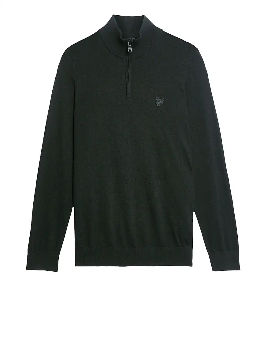 Maglione Lyle & Scott Merino Quarter Zip da Uomo - Nero