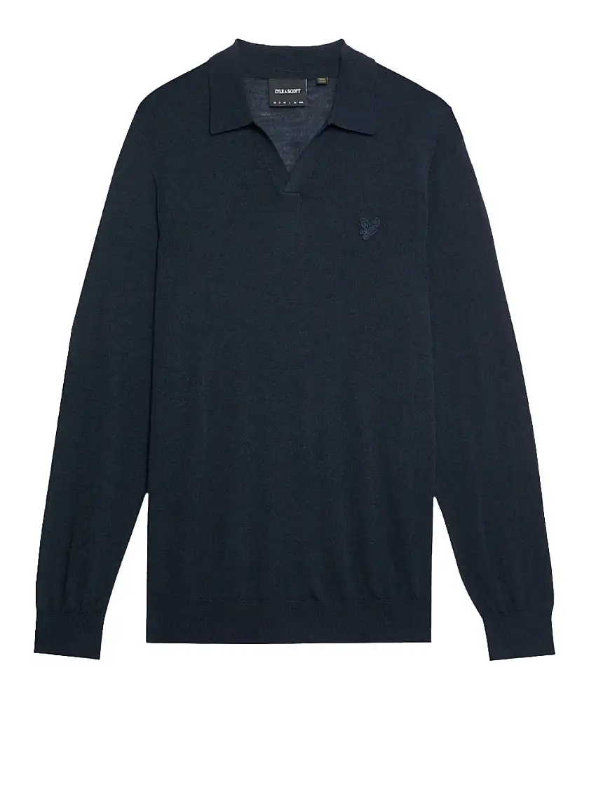 Maglione Lyle & Scott Merino Collared da Uomo - Blu