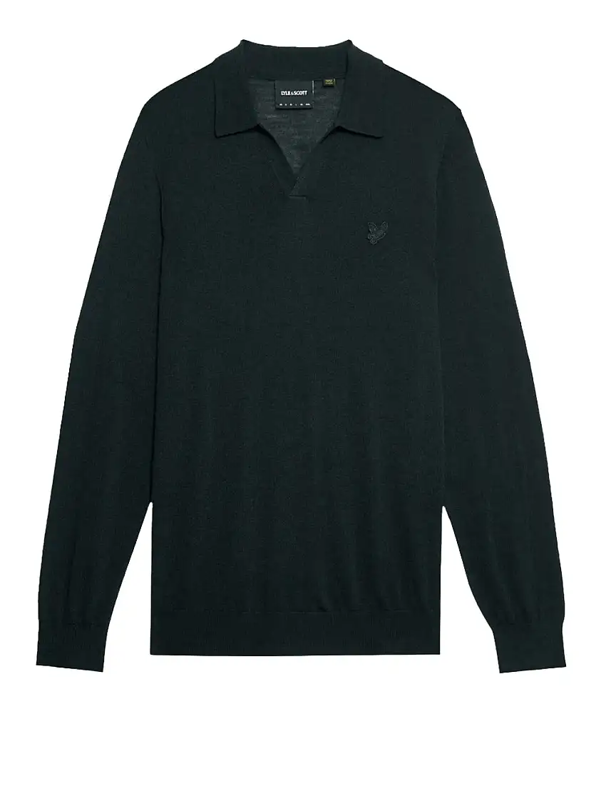 Maglione Lyle & Scott Merino Collared da Uomo - Nero