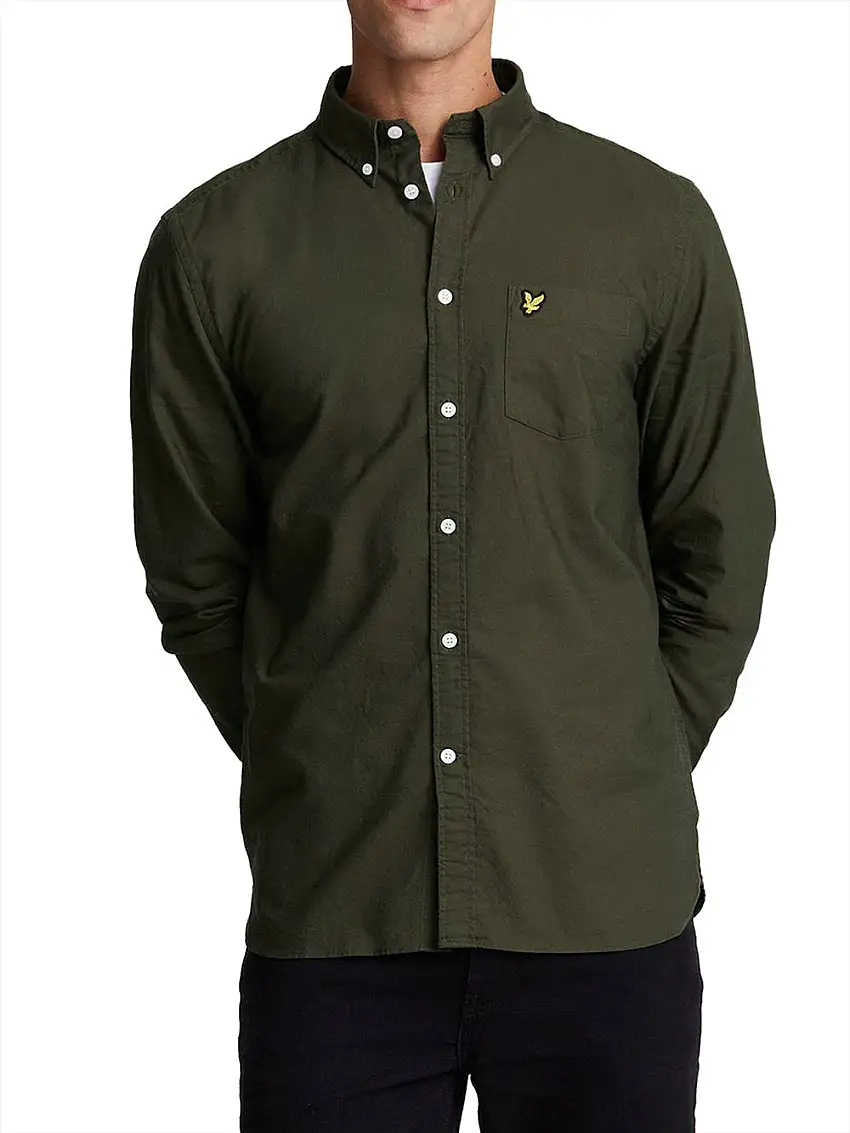 Camicia Casual Lyle & Scott Plain Oxford da Uomo - Verde