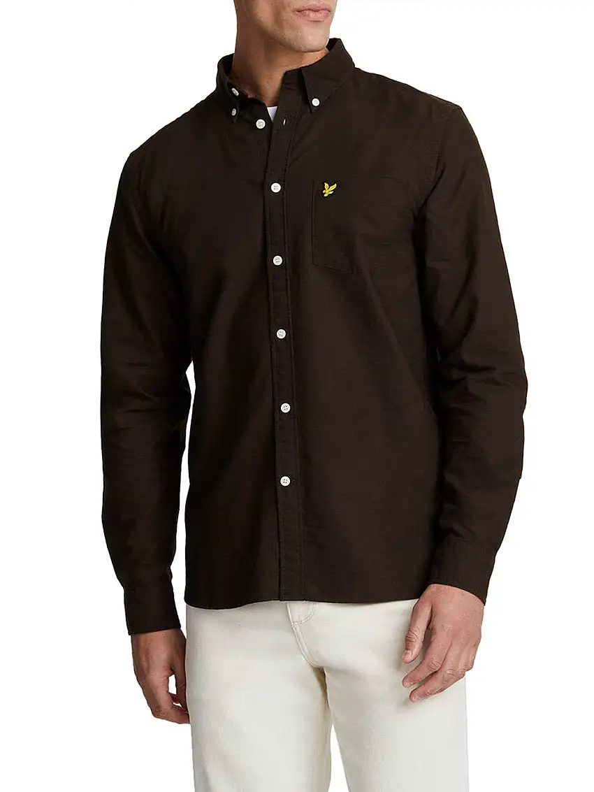 Camicia Classica Lyle & Scott Plain Oxford da Uomo - Marrone