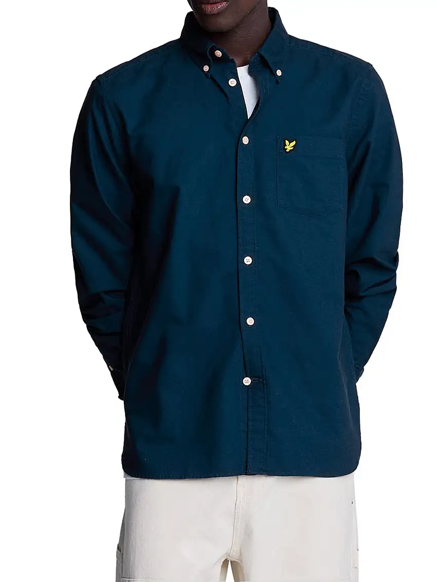 Camicia Classica Lyle & Scott Plain Oxford da Uomo - Blu