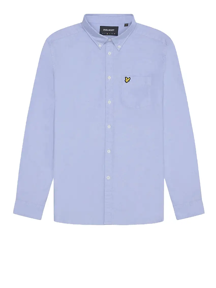 Camicia Casual Lyle & Scott Plain Oxford da Uomo - Celeste