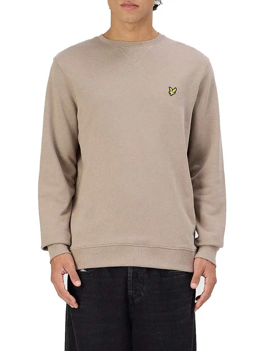 Felpa Lyle & Scott Brushed Back Crew Neck da Uomo - Beige