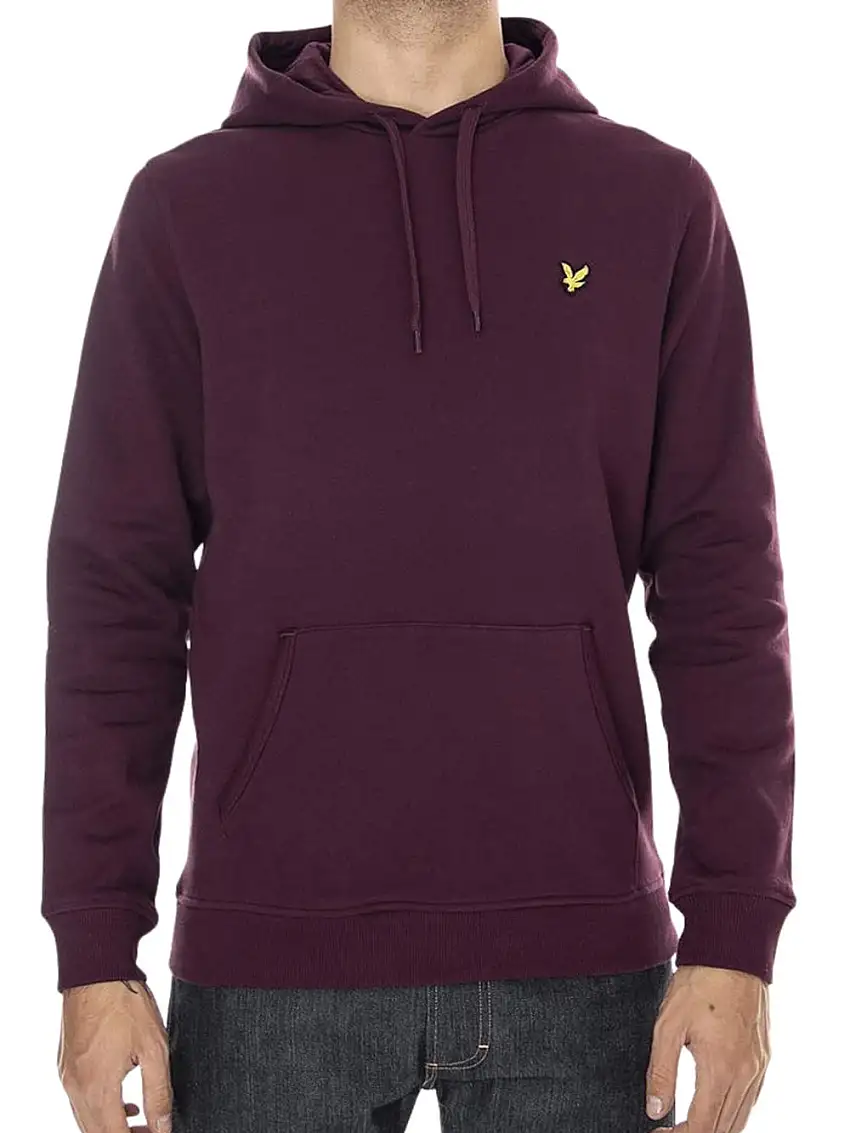 Felpa Cappuccio Lyle & Scott Brushed Back da Uomo - Bordeaux