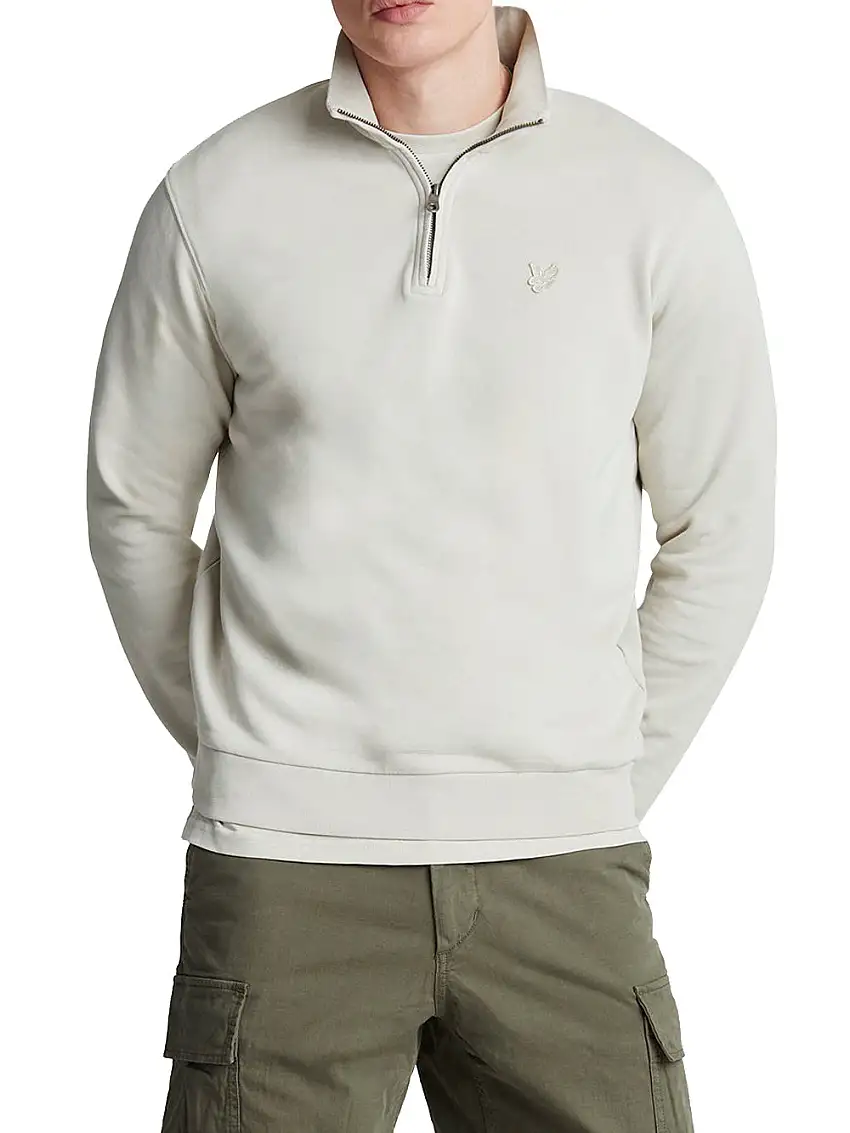 Felpa Lyle & Scott Tonal Eagle Quarter Zip da Uomo - Avorio