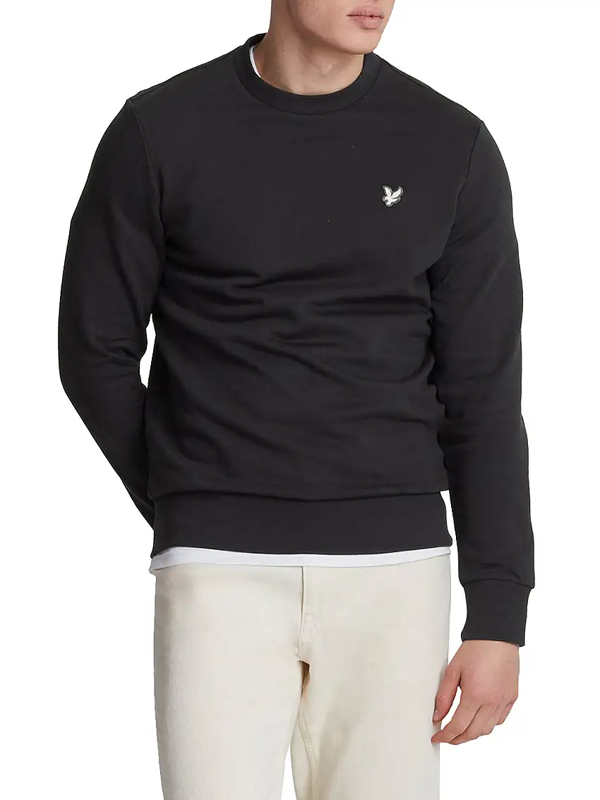 Felpa Lyle & Scott Diagonal Weave French Terr da Uomo - Nero