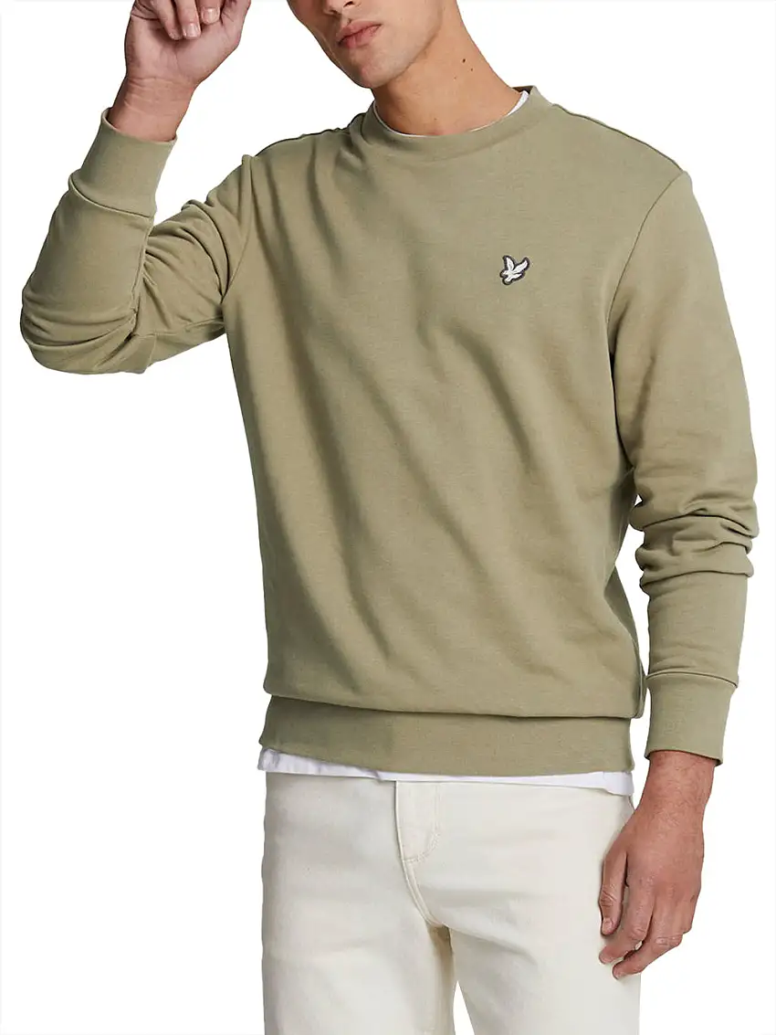 Felpa Lyle & Scott Diag Weave French Terry da Uomo - Beige