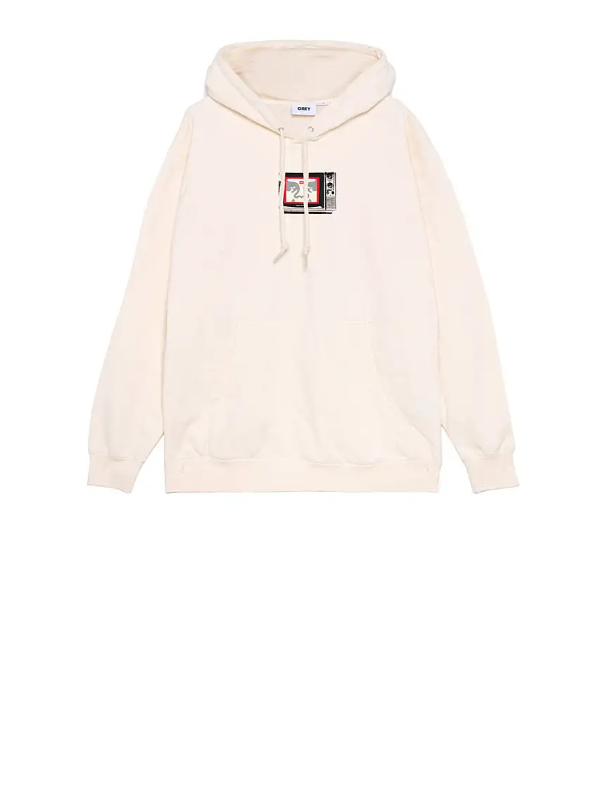 Felpa Cappuccio Obey Tv Fleece da Uomo - Bianco