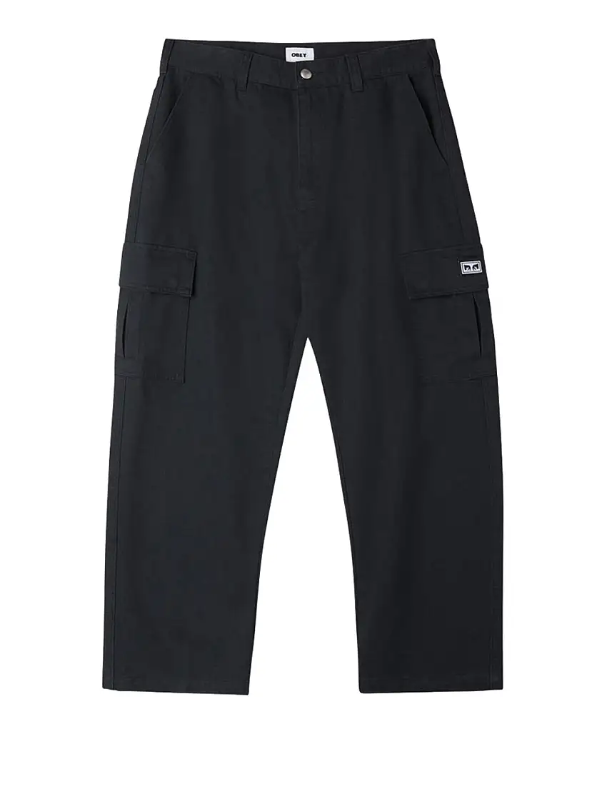 Pantalone Cargo Obey Bigwig Baggy Twill da Uomo - Nero