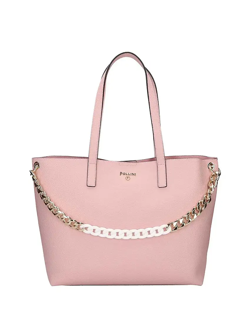 Borsa Shopper Pollini Grained Double da Donna - Rosa
