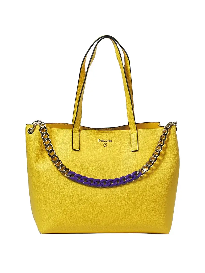 Borsa Shopper Pollini Grained Double da Donna - Giallo