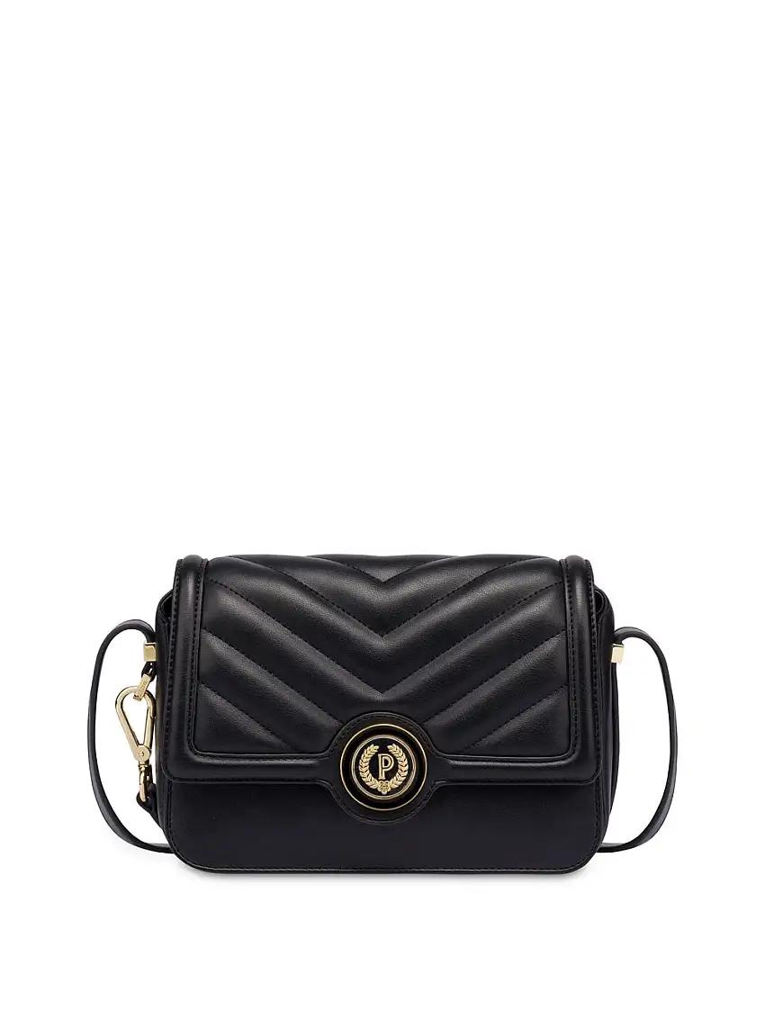 Borsa a Tracolla Pollini Plain Pu Quilted da Donna - Nero