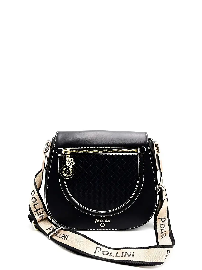Borsa a Tracolla Pollini Weaving da Donna - Nero