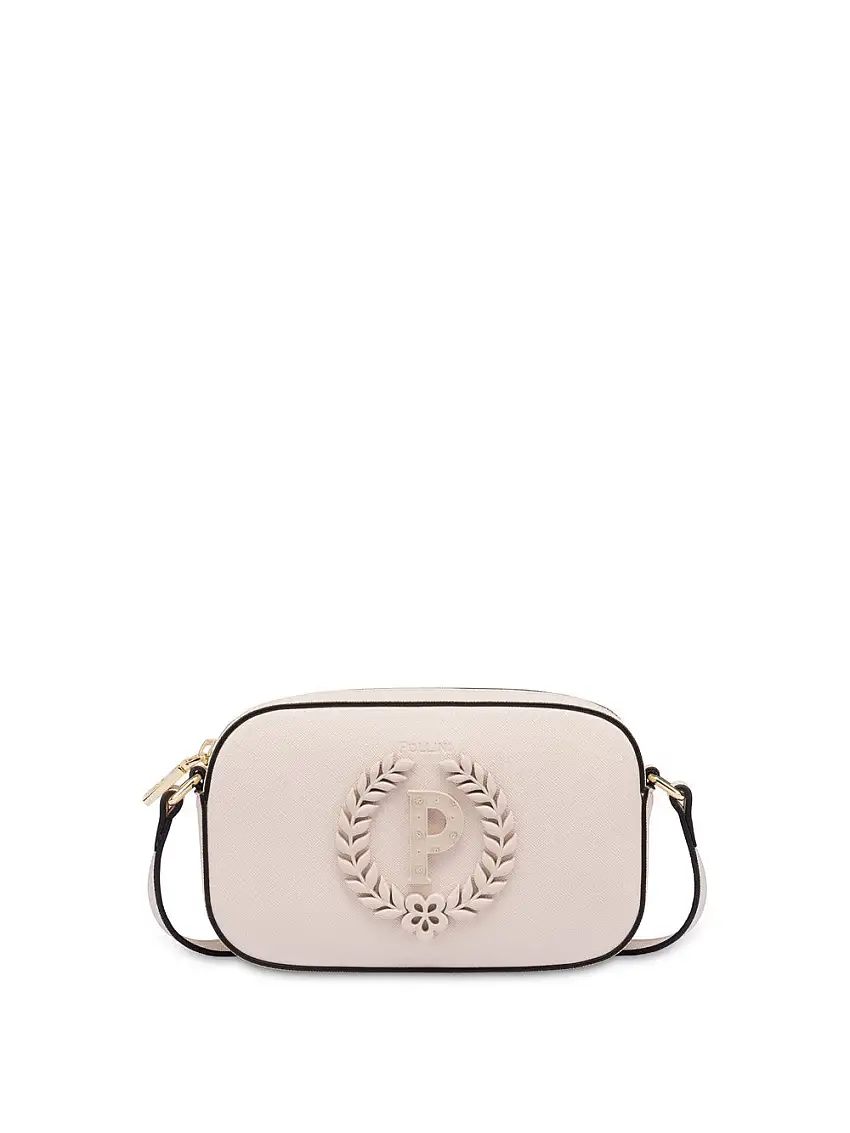 Borsa a Tracolla Pollini Saffiano Maxi Logo da Donna - Avorio