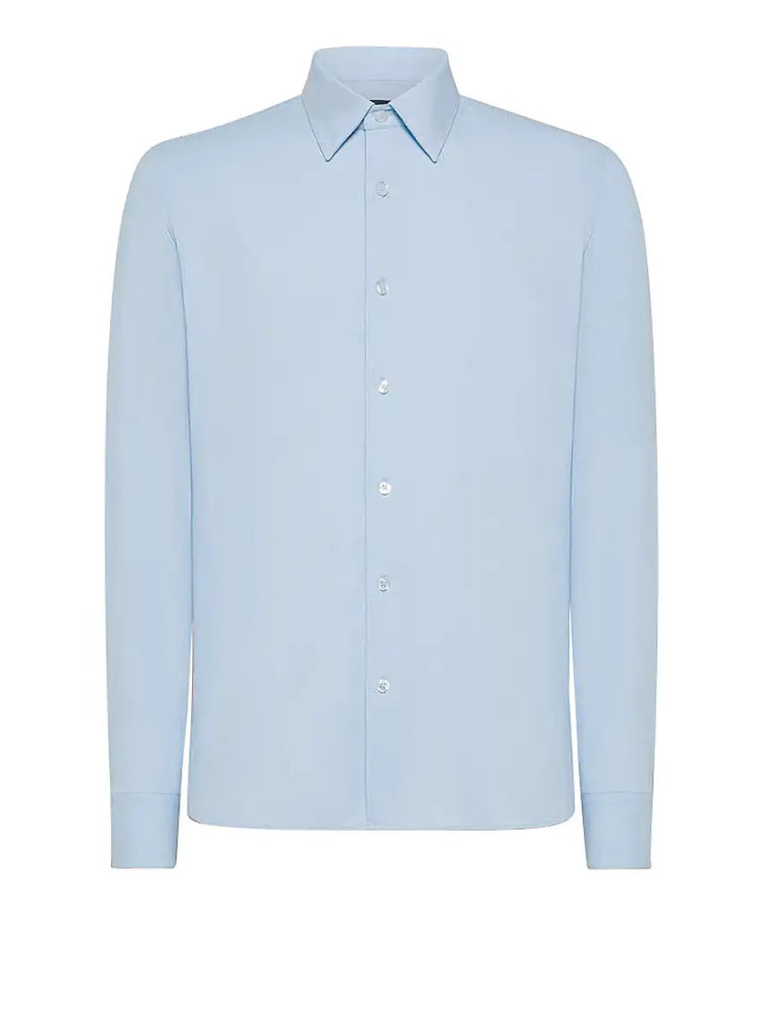 Camicia Classica Rrd Oxford Jacquard da Uomo - Celeste